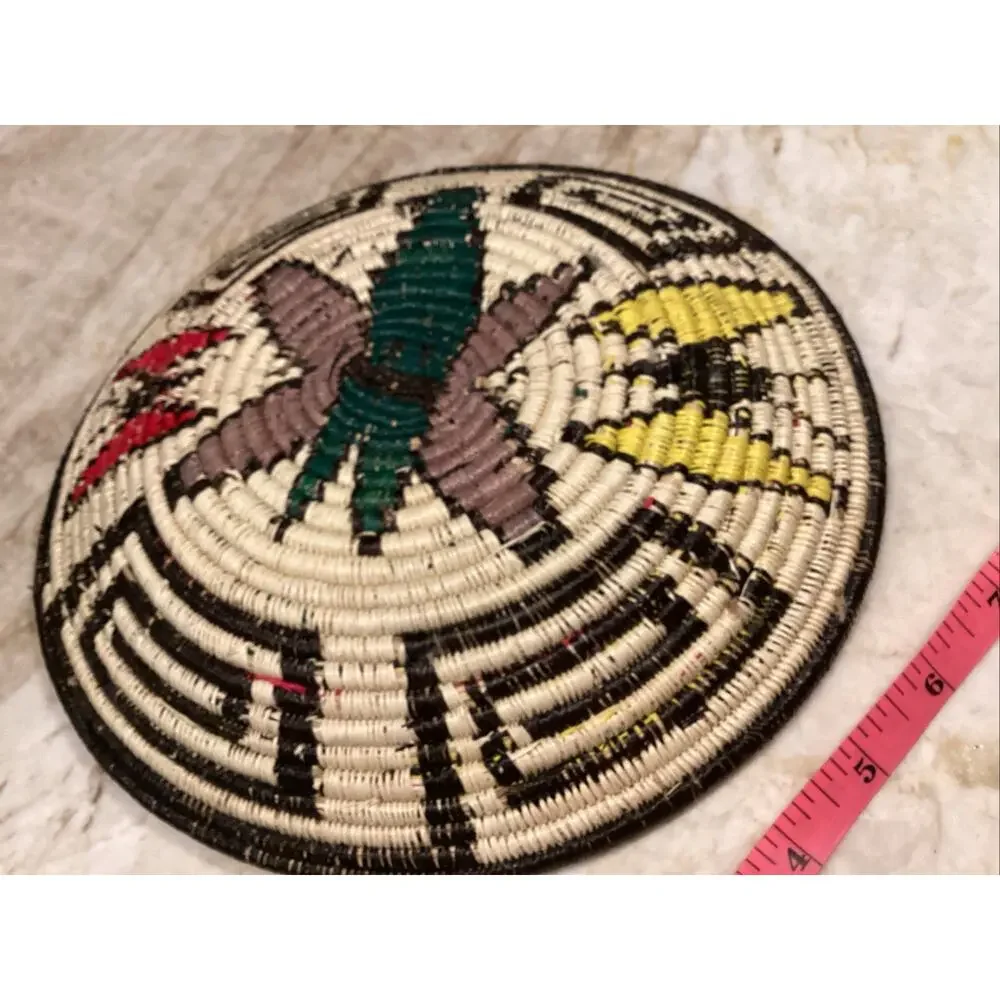 Native Wounaan Embera Panama Coil Basket Parrot And Butterfly’s 10”